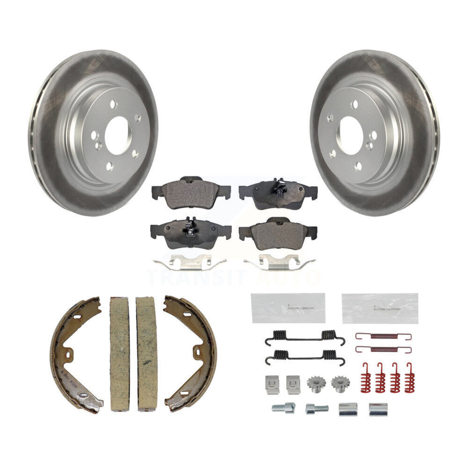 Rear Disc Coated Rotors Semi-Metallic Pads Parking Brake Shoes And Hardware Kit For KGF-103739