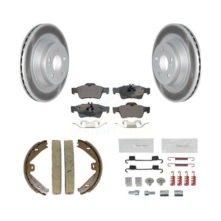 Rear Disc Coated Rotors Semi-Metallic Pads Parking Shoes & Hardware Kit For Mercedes-Benz KGF-103740