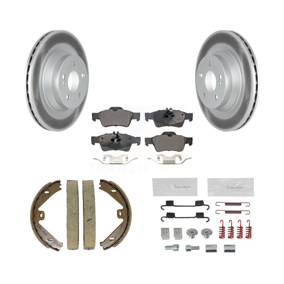 Rear Disc Coated Rotors Semi-Metallic Pads Parking Shoes & Hardware Kit For Mercedes-Benz KGF-103740