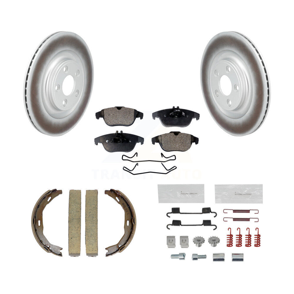 Rear Disc Coated Rotors Semi-Metallic Pads Parking Brake Shoes And Hardware Kit For KGF-103742