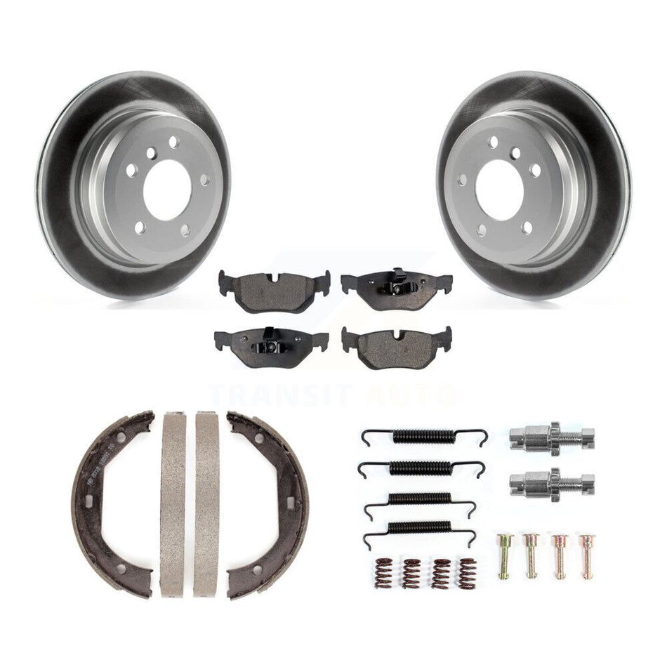 Rear Disc Coated Rotors Semi-Metallic Pads Parking Shoes Hardware Kit For BMW 328i xDrive KGF-103748
