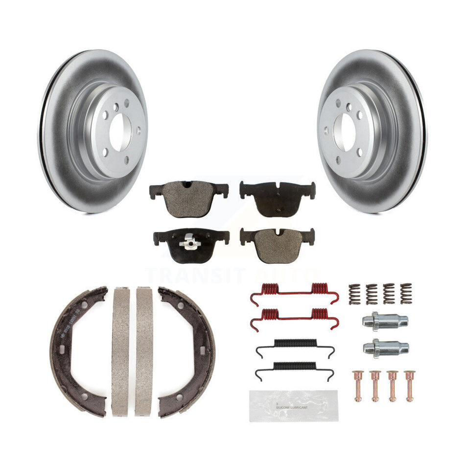 Rear Disc Coated Rotors Semi-Metallic Pads Parking Shoes Hardware Kit For BMW 428i xDrive KGF-103751