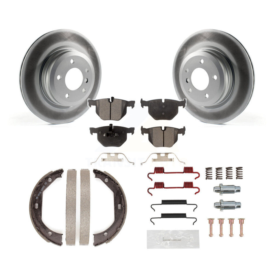 Rear Disc Coated Rotors Semi-Metallic Pads Parking Brake Shoes & Hardware Kit For BMW X1 KGF-103752