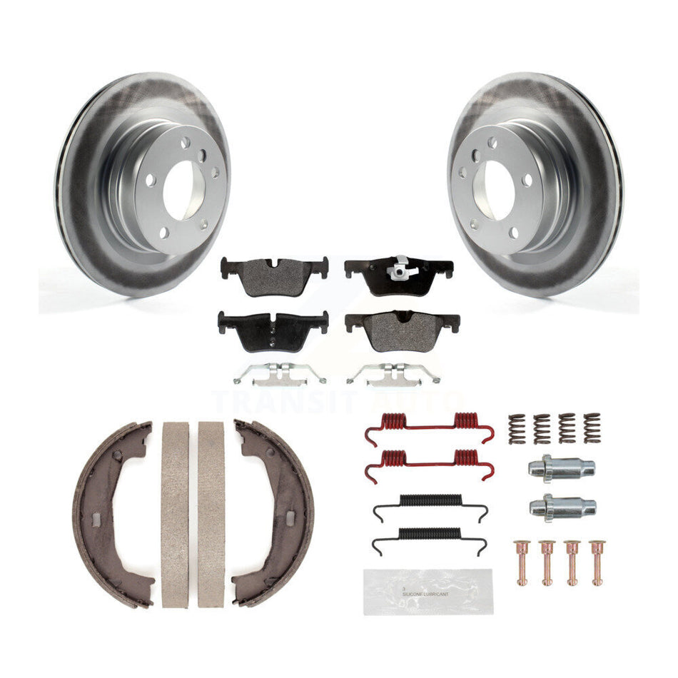 Rear Disc Coated Rotors Semi-Metallic Pads Parking Shoes Hardware Kit For BMW 230i xDrive KGF-103758