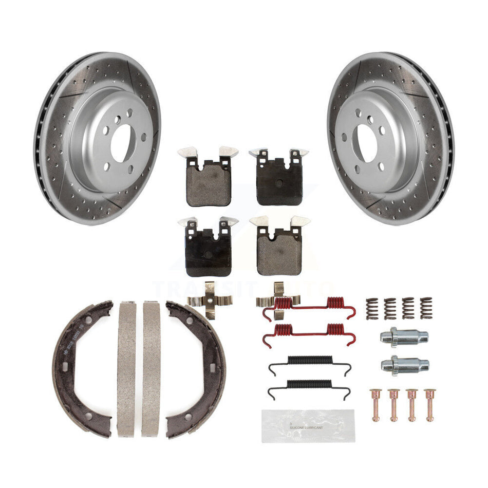 Rear Disc Coated Rotors Semi-Metallic Pads Parking Shoes Hardware Kit For BMW 428i xDrive KGF-103761