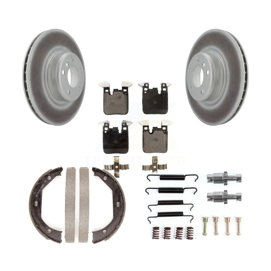 Rear Disc Coated Rotors Semi-Metallic Pads Parking Brake Shoes Hardware Kit For BMW 428i KGF-103764
