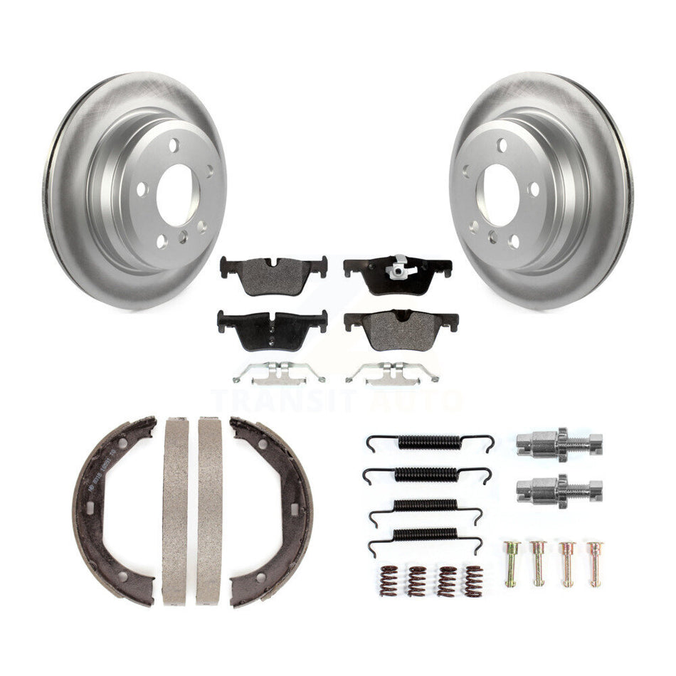 Rear Disc Coated Rotors Semi-Metallic Pads Parking Shoes Hardware Kit For BMW 328i xDrive KGF-103766
