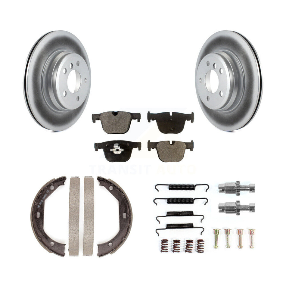 Rear Disc Coated Rotors Semi-Metallic Pads Parking Shoes Hardware Kit For BMW 330i xDrive KGF-103767