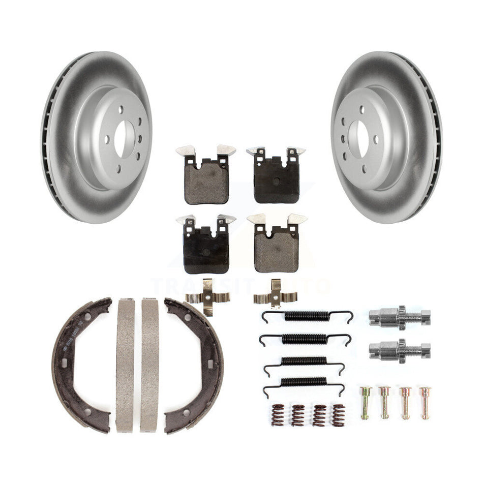 Rear Disc Coated Rotors Semi-Metallic Pads Parking Shoes Hardware Kit For BMW 328i xDrive KGF-103768