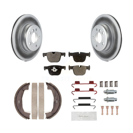 Rear Disc Coated Rotors Semi-Metallic Pads Parking Shoes Hardware Kit For BMW 428i xDrive KGF-103775