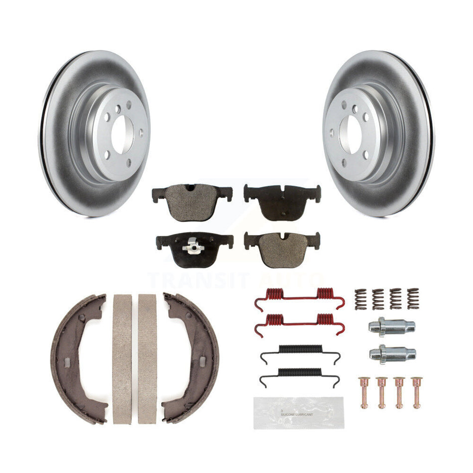 Rear Disc Coated Rotors Semi-Metallic Pads Parking Shoes Hardware Kit For BMW 428i xDrive KGF-103775
