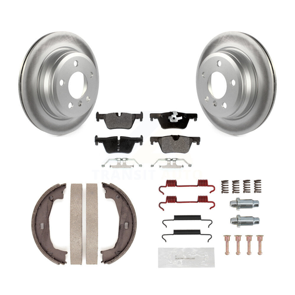Rear Disc Coated Rotors Semi-Metallic Pads Parking Shoes Hardware Kit For BMW 320i xDrive KGF-103776