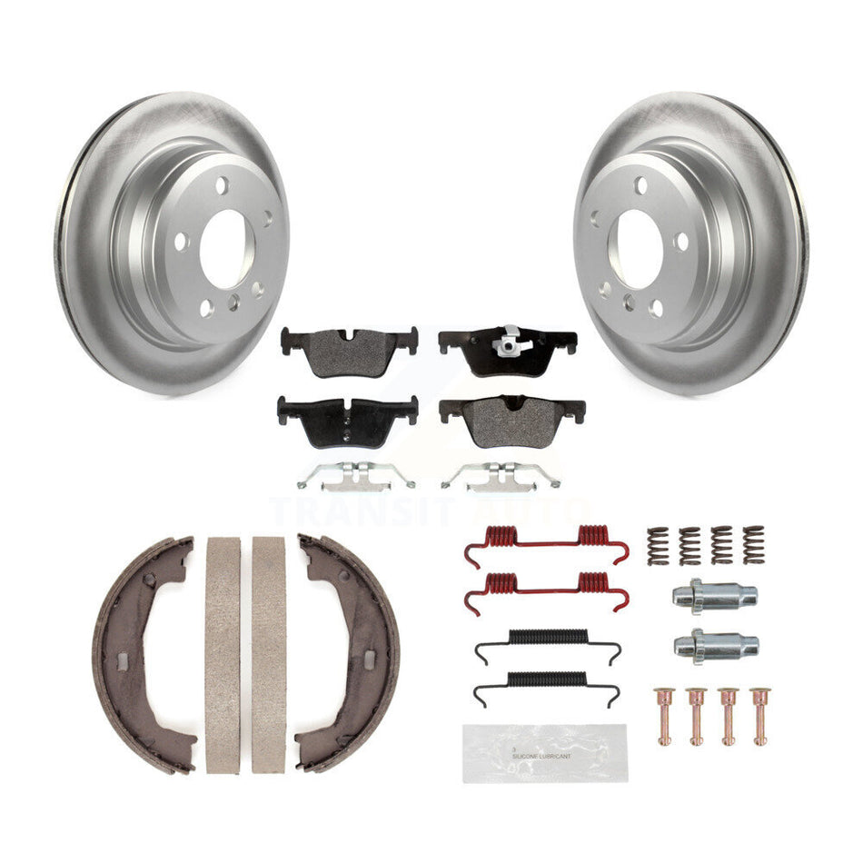 Rear Disc Coated Rotors Semi-Metallic Pads Parking Shoes Hardware Kit For BMW 320i xDrive KGF-103776