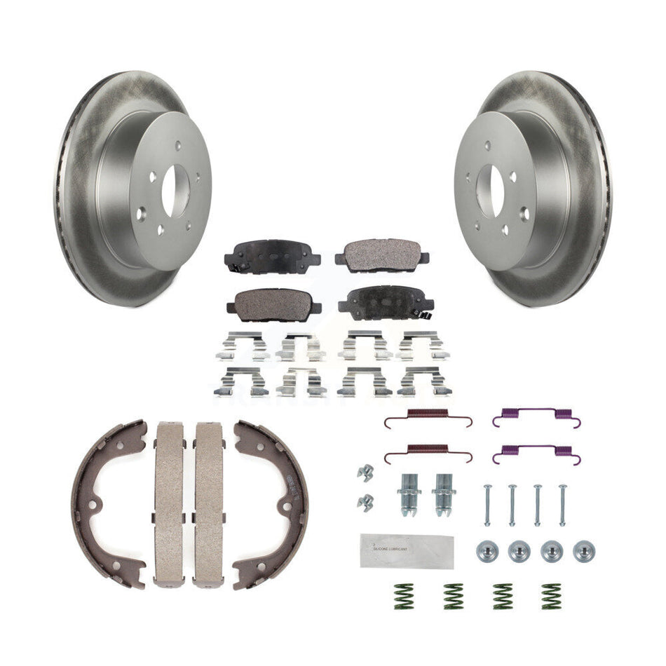 Rear Disc Coated Rotors Semi-Metallic Pads Parking Shoes & Hardware Kit For Nissan Murano KGF-103796