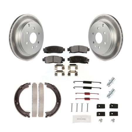 Rear Disc Coated Rotors Semi-Metallic Pads Parking Shoes And Hardware Kit For GMC Acadia KGF-103800