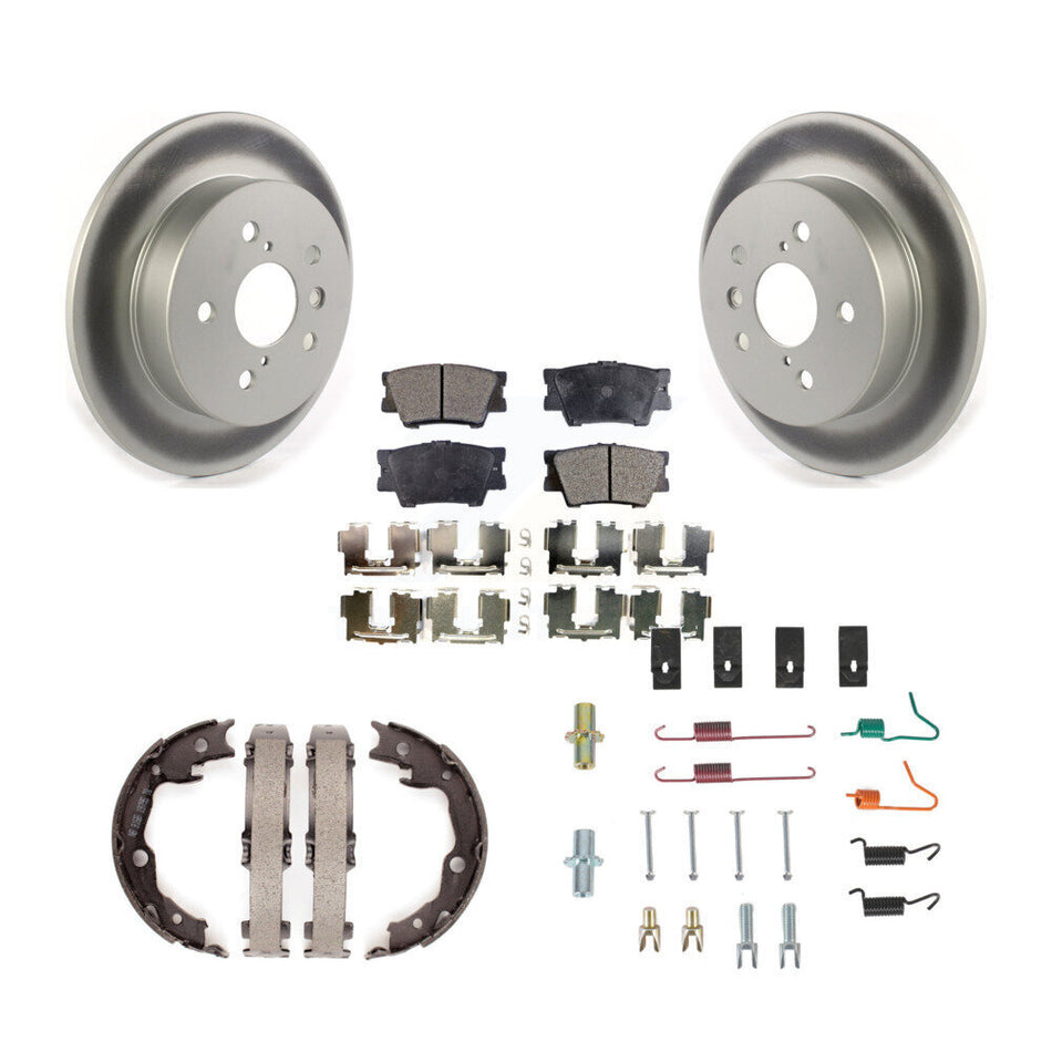 Rear Disc Coated Rotors Semi-Metallic Pads Parking Shoes & Hardware Kit For Toyota Camry KGF-103808
