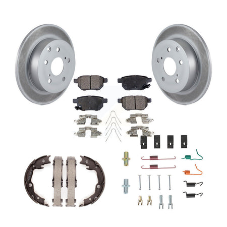 Rear Disc Coated Rotors Semi-Metallic Pads Parking Shoes & Hardware Kit For Toyota Matrix KGF-103809