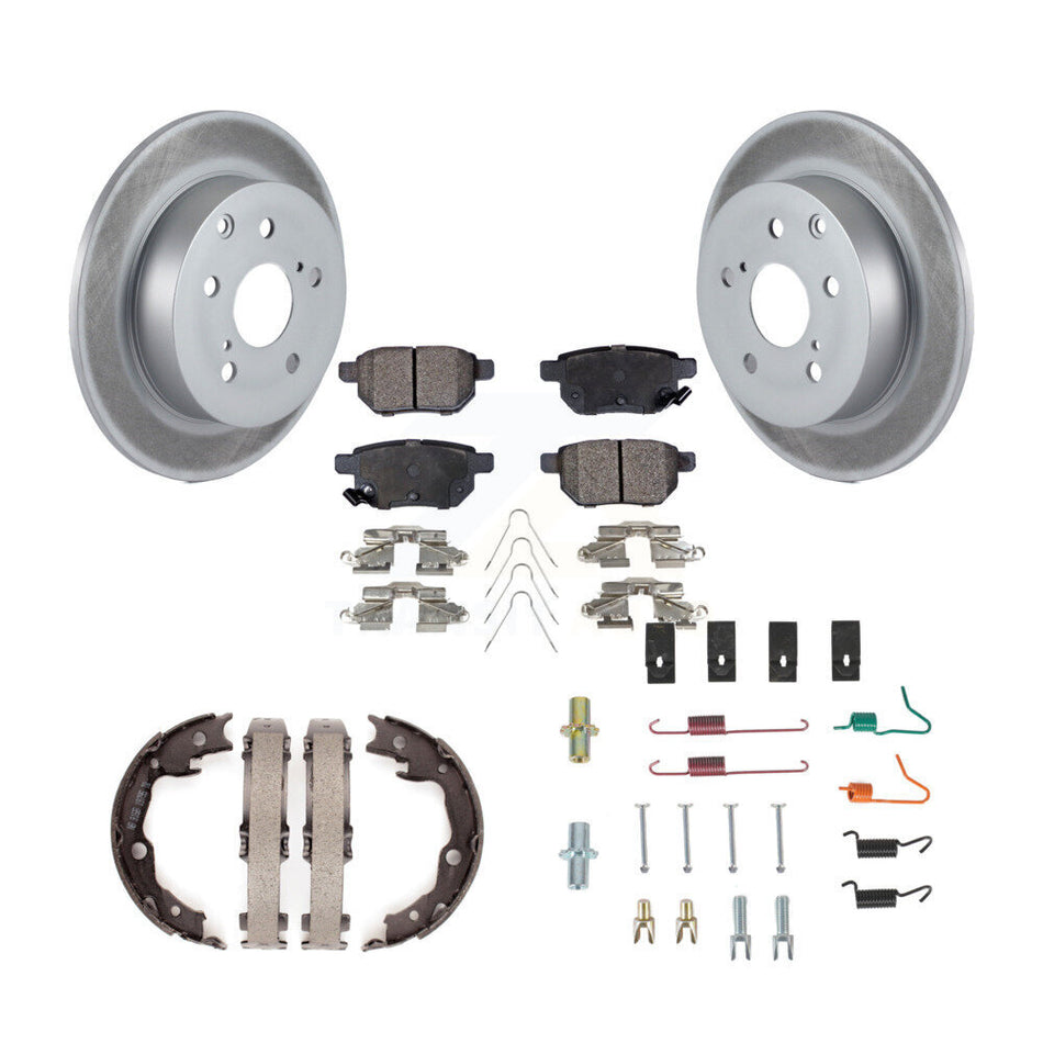 Rear Disc Coated Rotors Semi-Metallic Pads Parking Shoes & Hardware Kit For Toyota Matrix KGF-103809