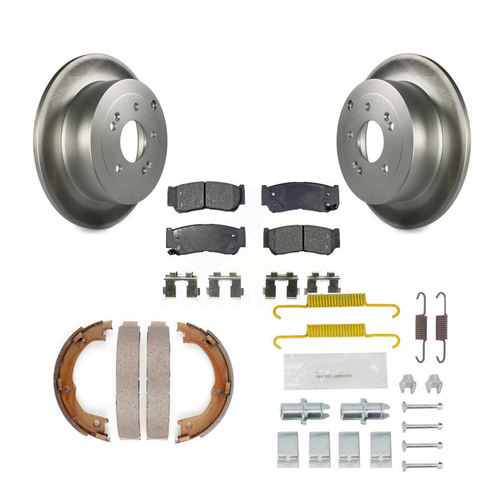 Rear Disc Coated Rotors Semi-Metallic Pads Parking Brake Shoes And Hardware Kit For KGF-103810