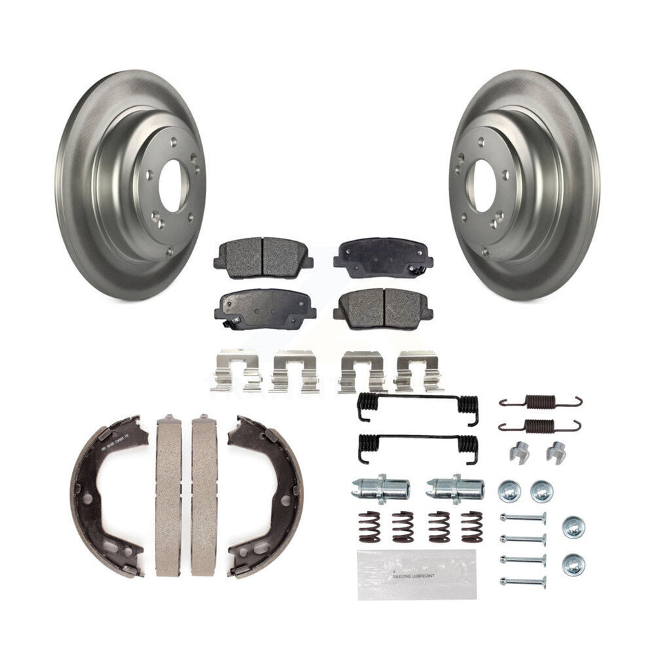 Rear Disc Coated Rotors Semi-Metallic Pads Parking Brake Shoes And Hardware Kit For KGF-103814