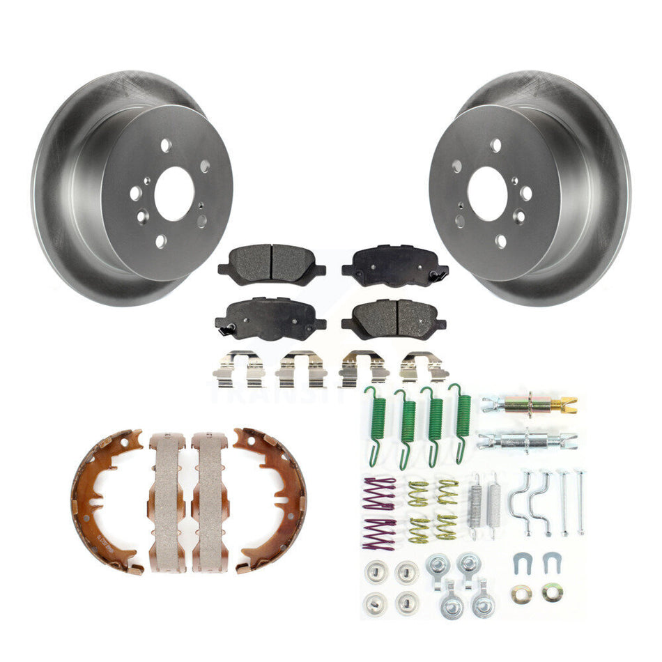 Rear Disc Coated Rotors Semi-Metallic Pads Parking Shoes & Hardware Kit For Toyota Venza KGF-103817