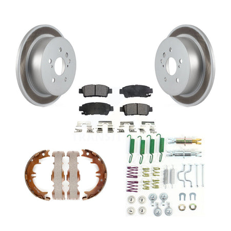 Rear Disc Coated Rotors Semi-Metallic Pads Parking Shoes & Hardware Kit For Toyota Sienna KGF-103818
