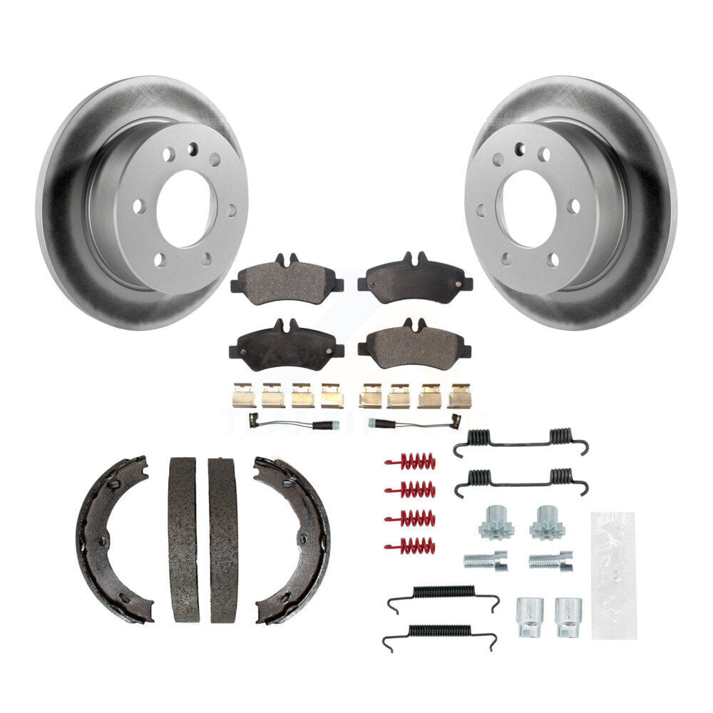Rear Disc Coated Rotors Semi-Metallic Pads Parking Shoes & Hardware Kit For Sprinter 2500 KGF-103827