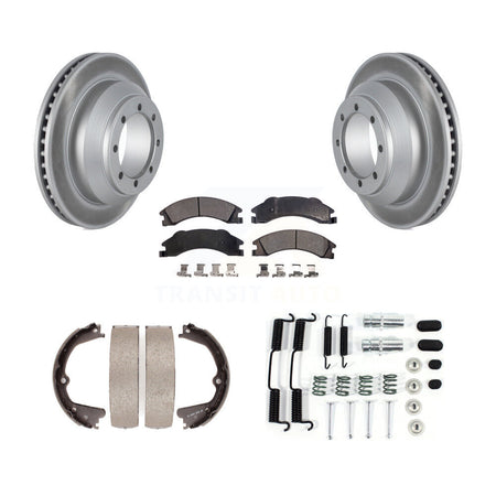 Rear Disc Coated Rotors Semi-Metallic Pads Parking Brake Shoes And Hardware Kit For KGF-103830
