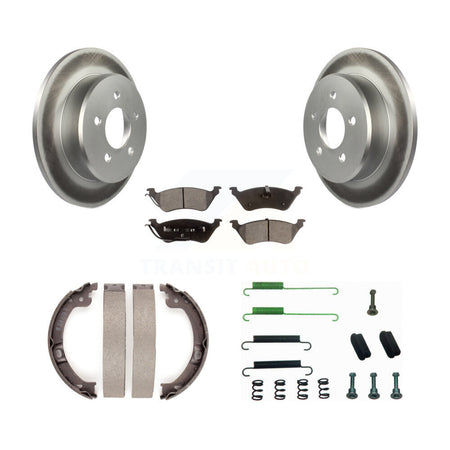 Rear Disc Coated Rotors Semi-Metallic Pads Parking Shoes & Hardware Kit For Dodge Grand KGF-103834