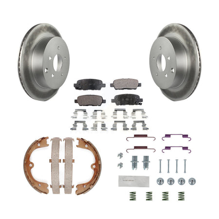 Rear Disc Coated Rotors Semi-Metallic Pads Parking Shoes & Hardware Kit For INFINITI FX35 KGF-103835