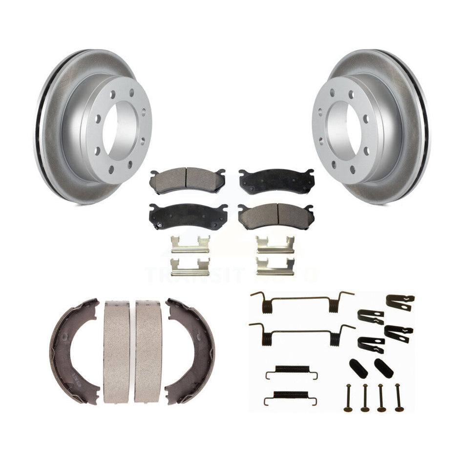 Rear Disc Coated Rotors Semi-Metallic Pads Parking Shoes Hardware Kit For Chevrolet 2500 KGF-103848