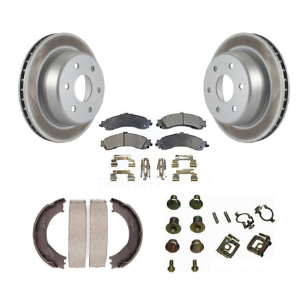 Rear Disc Coated Rotors Semi-Metallic Pads Parking Shoes Hardware Kit For Chevrolet 1500 KGF-103858
