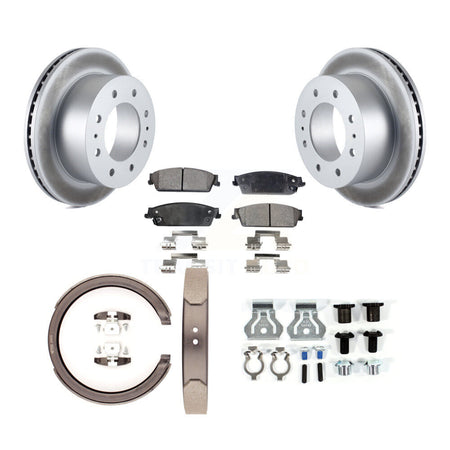 Rear Disc Coated Rotors Semi-Metallic Pads Parking Brake Shoes And Hardware Kit For KGF-103867