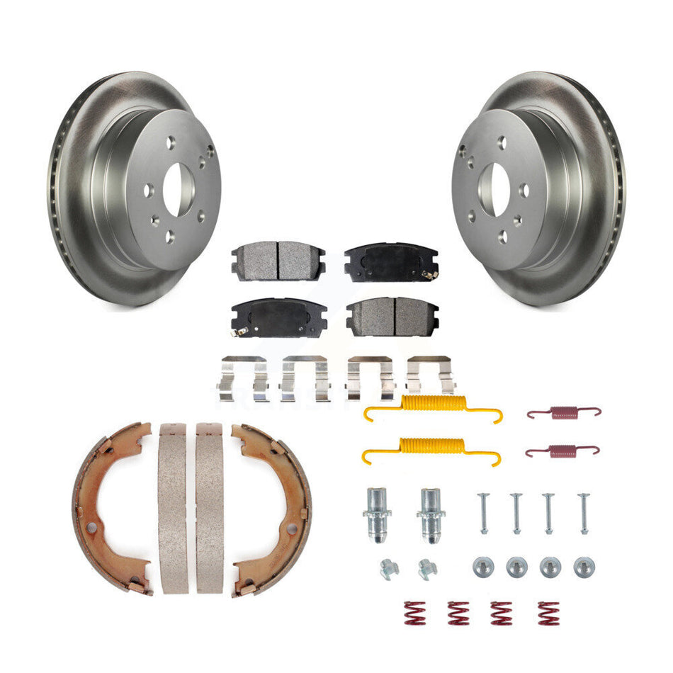 Rear Disc Coated Rotors Semi-Metallic Pads Parking Shoes & Hardware Kit For Chevrolet GMC KGF-103869