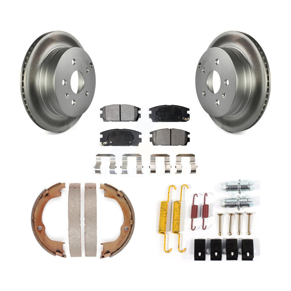 Rear Disc Coated Rotors Semi-Metallic Pads Parking Shoes & Hardware Kit For Chevrolet GMC KGF-103870