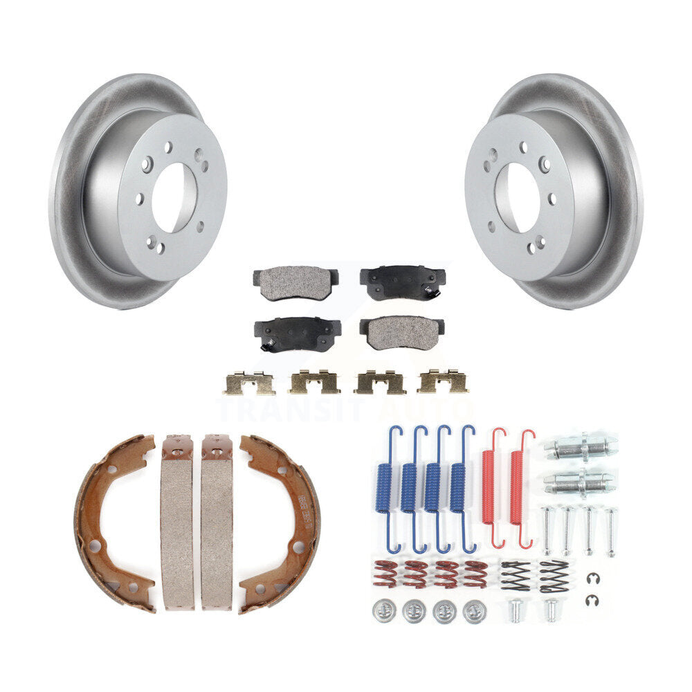 Rear Disc Coated Rotors Semi-Metallic Pads Parking Shoes Hardware Kit For Hyundai Elantra KGF-103872