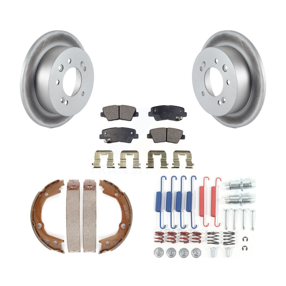 Rear Disc Coated Rotors Semi-Metallic Pads Parking Shoes Hardware Kit For Hyundai Elantra KGF-103873