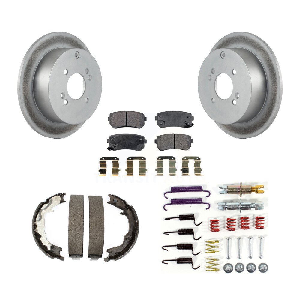 Rear Disc Coated Rotors Semi-Metallic Pads Parking Shoes Hardware Kit For Hyundai Accent KGF-103880
