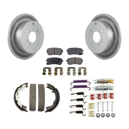 Rear Disc Coated Rotors Semi-Metallic Pads Parking Shoes Hardware Kit For Hyundai Accent KGF-103880