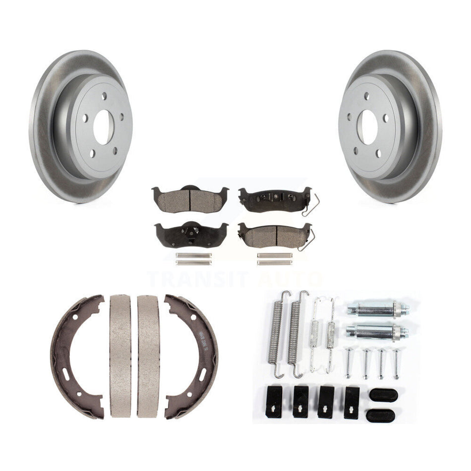 Rear Disc Coated Rotors Semi-Metallic Pads Parking Shoes And Hardware Kit For Jeep Grand KGF-103881