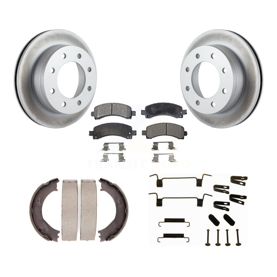 Rear Disc Coated Rotors Semi-Metallic Pads Parking Shoes Hardware Kit For Chevrolet 2500 KGF-103885