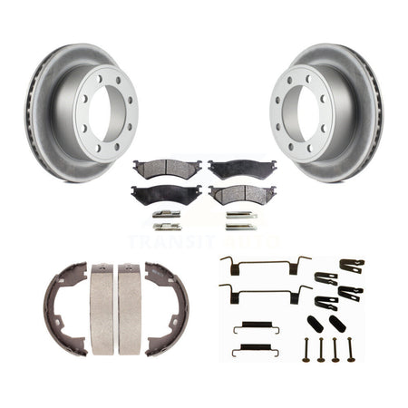 Rear Disc Coated Rotors Semi-Metallic Pads Parking Shoes Hardware Kit For Ford E-350 Duty KGF-103891