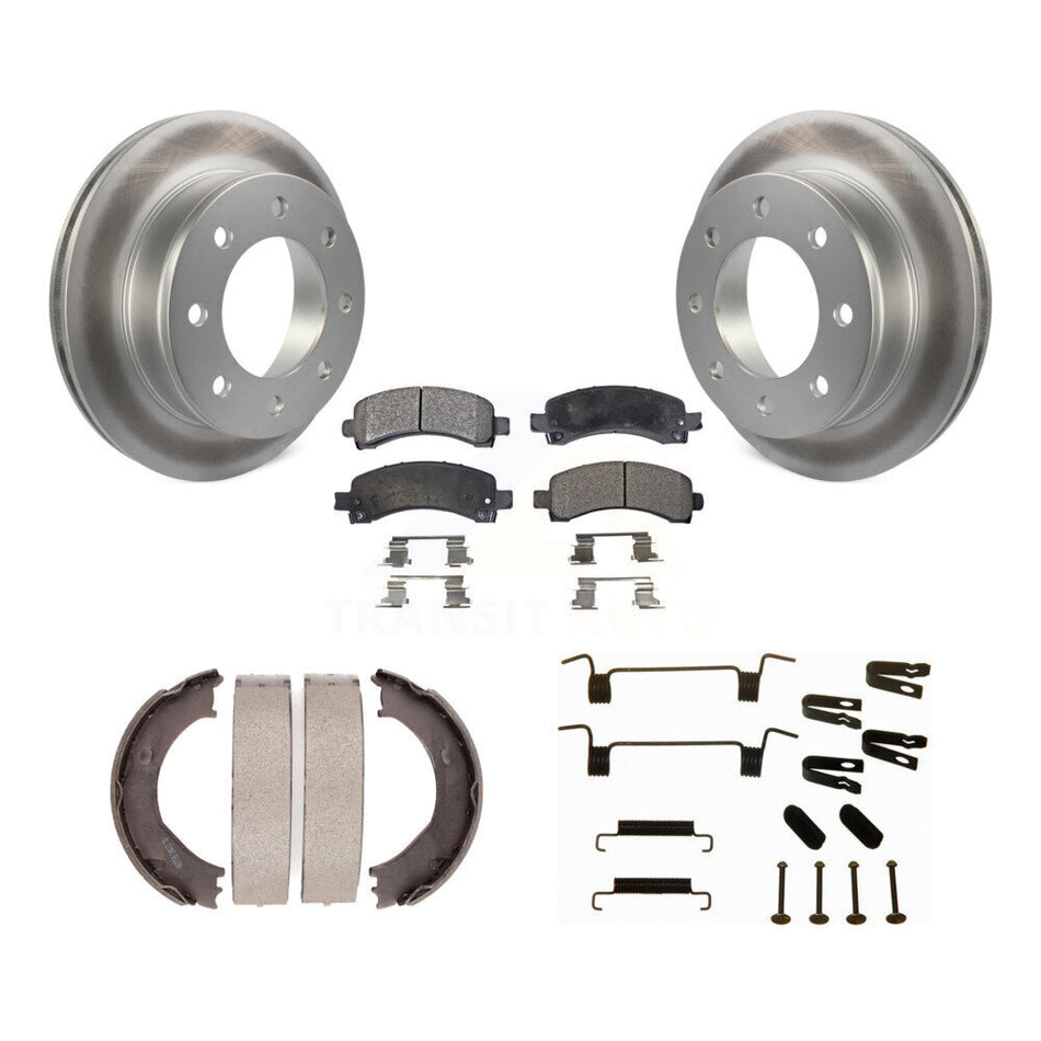 Rear Disc Coated Rotors Semi-Metallic Pads Parking Shoes Hardware Kit For Chevrolet 3500 KGF-103892