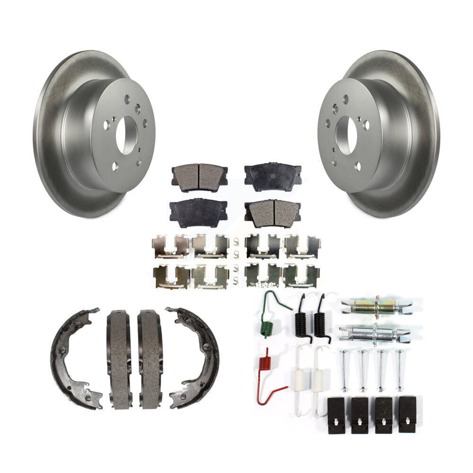 Rear Disc Coated Rotors Semi-Metallic Pads Parking Shoes & Hardware Kit For Toyota Camry KGF-103896