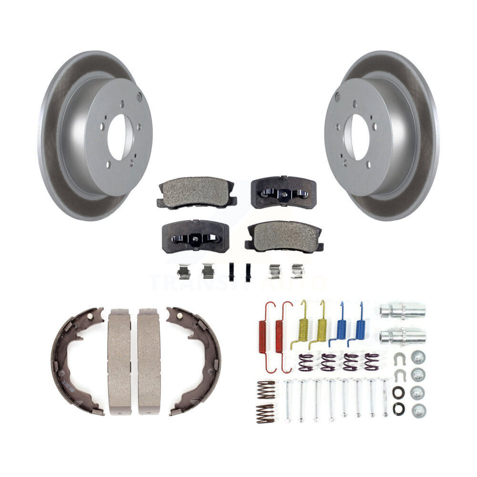 Rear Disc Coated Rotors Semi-Metallic Pads Parking Brake Shoes And Hardware Kit For KGF-103903