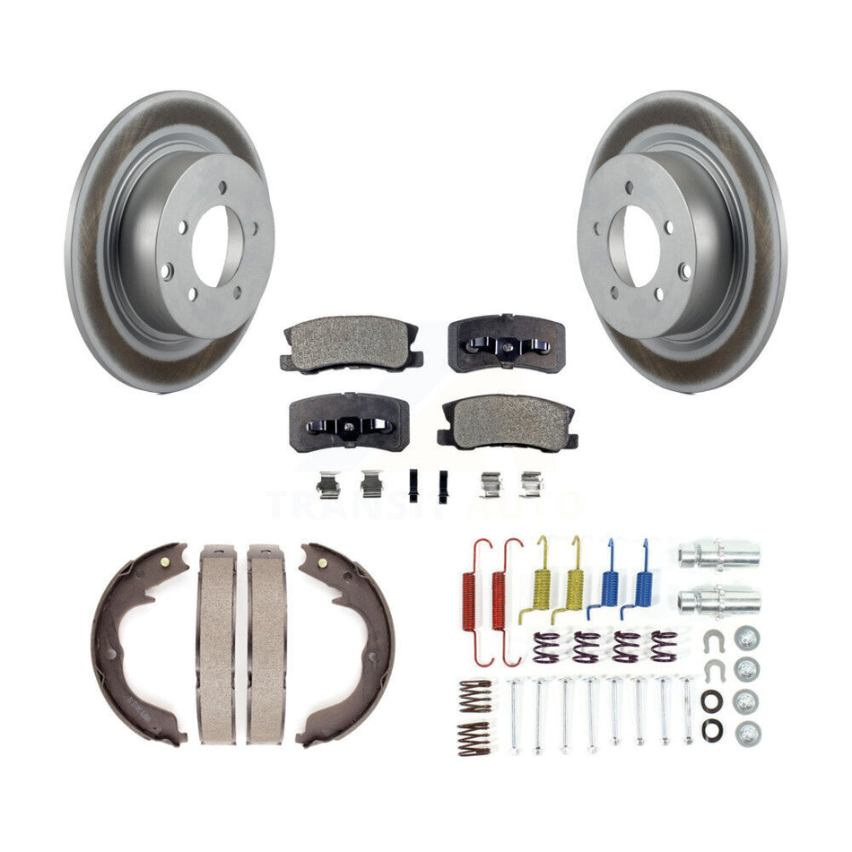Rear Disc Coated Rotors Semi-Metallic Pads Parking Brake Shoes And Hardware Kit For KGF-103904