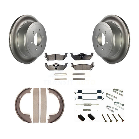 Rear Disc Coated Rotors Semi-Metallic Pads Parking Shoes Hardware Kit For Ford F-150 Mark KGF-103906