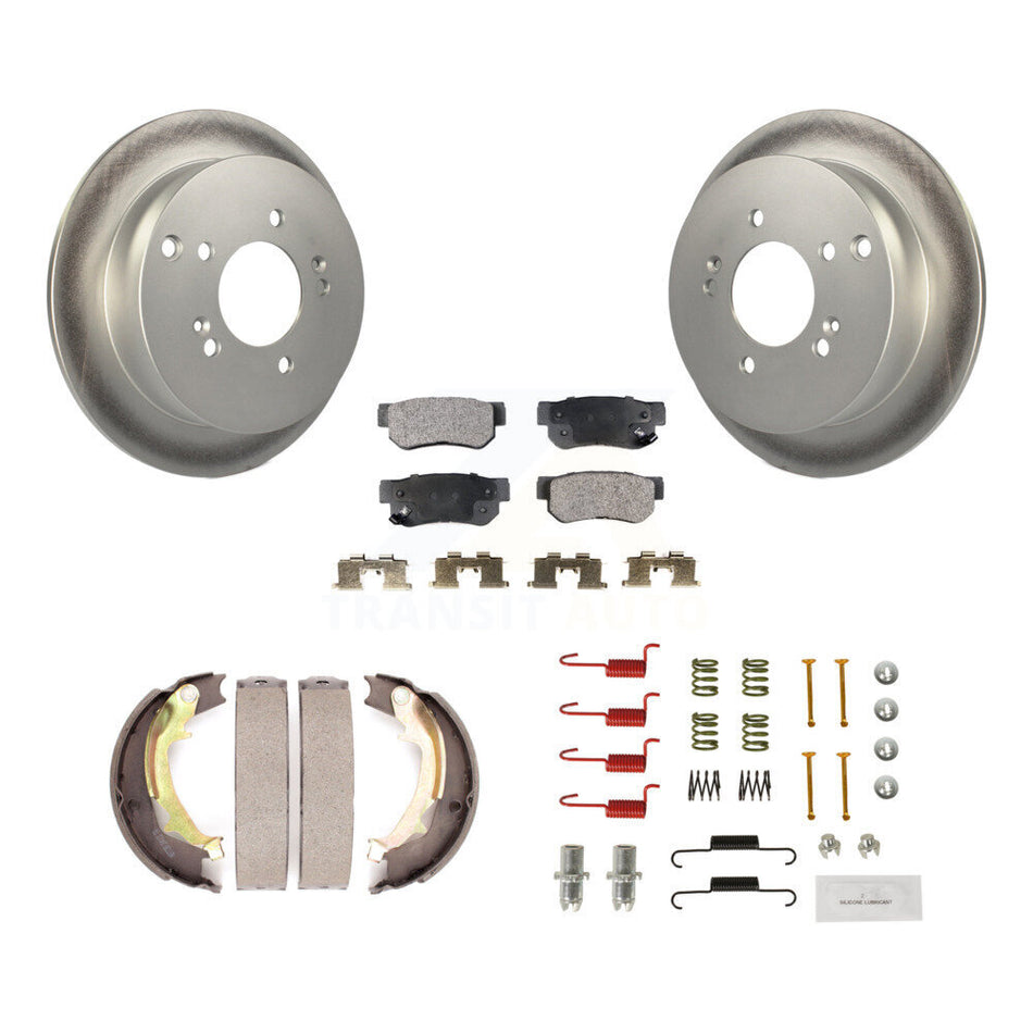 Rear Disc Coated Rotors Semi-Metallic Pads Parking Shoes Hardware Kit For Hyundai Tucson KGF-103911
