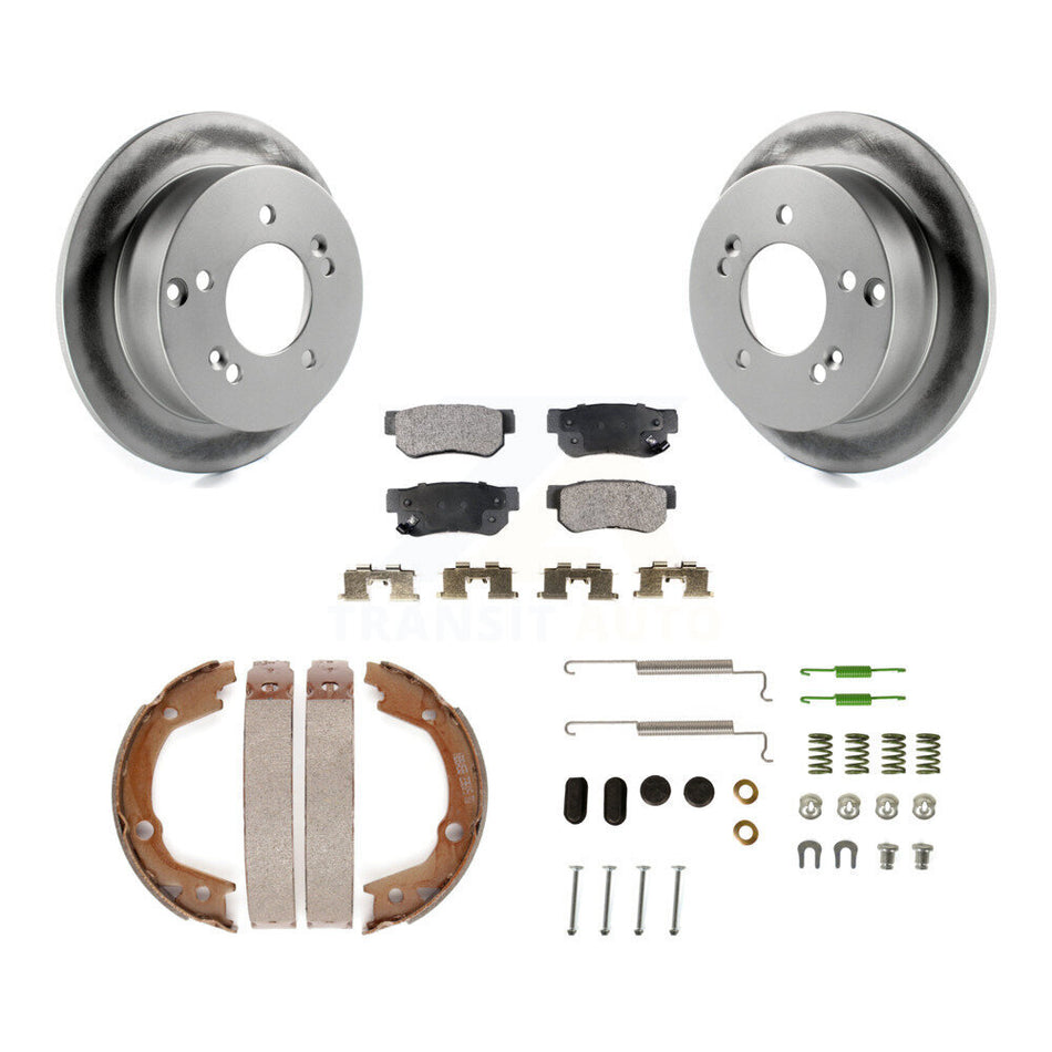 Rear Disc Coated Rotors Semi-Metallic Pads Parking Shoes Hardware Kit For Hyundai Sonata KGF-103912