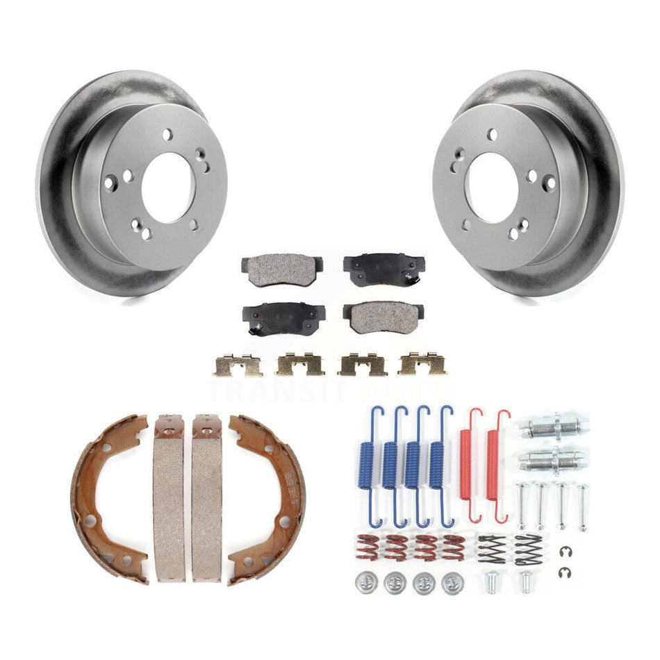 Rear Disc Coated Rotors Semi-Metallic Pads Parking Shoes And Hardware Kit For Kia Optima KGF-103914